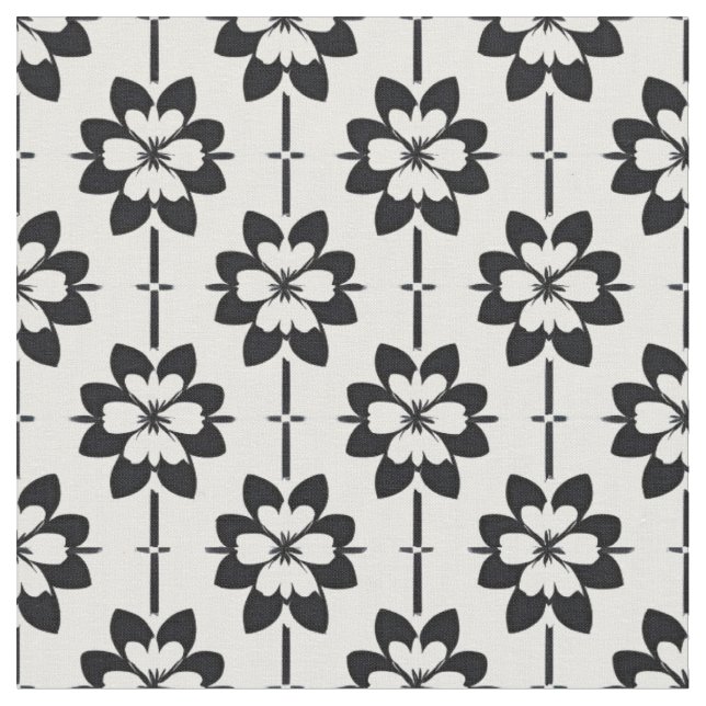 Svart och vit abstrakt blommig mönster tyg (Närbild)