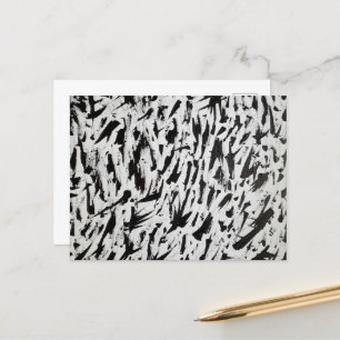 Svart och vit Abstrakt Brushstrokes Art Vykort