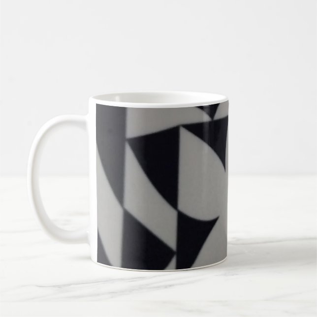 svart och vit abstrakt design underlägg kaffemugg (Vänster)