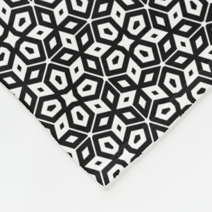 Svart och vit Abstrakt Geometric Mosaic Patterned Fleecefilt