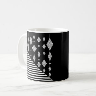 Svart och vit, abstrakt, geometrisk, enkel, skanni kaffemugg