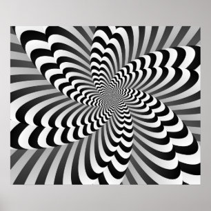 Svart och vit Abstrakt Illusion Modern konst Poster