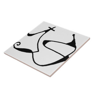 Svart och vit Abstrakt Linear Decorative Art Kakelplatta
