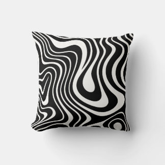 Svart och vit abstrakt marmor konst kudde