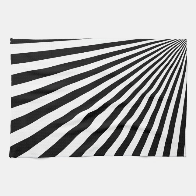 Svart och vit Abstrakt med stripe-Funky Kökshandduk (Horisontell)