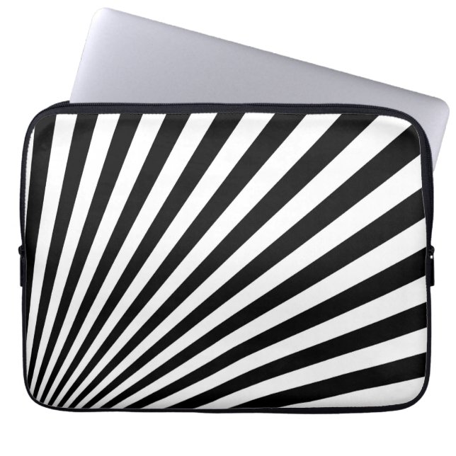 Svart och vit Abstrakt med stripe-Funky Laptop Sleeve (Framsidan)