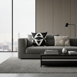 Svart och vit abstrakt modern trendig retro cool kudde