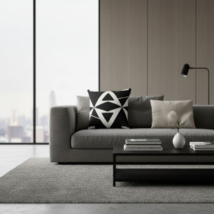 Svart och vit abstrakt modern trendig retro cool kudde