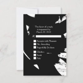 Svart och Vit Abstrakt Musik RSVP med menyval OSA Kort