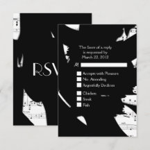 Svart och Vit Abstrakt Musik RSVP med menyval