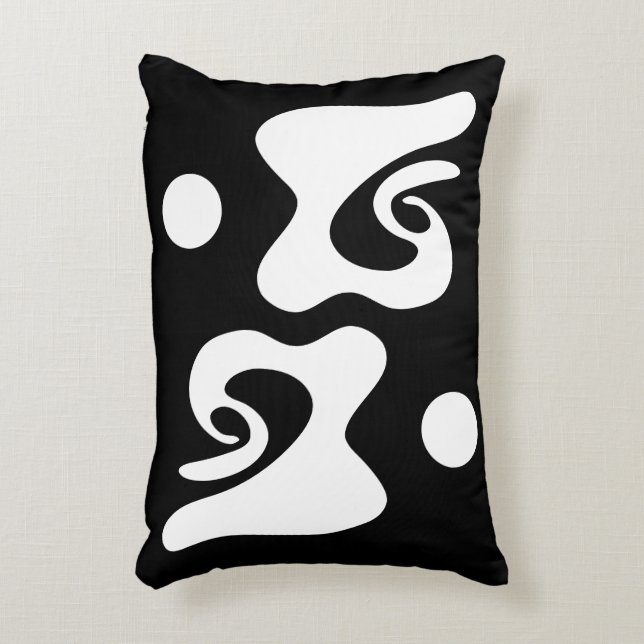 Svart och vit abstrakt prydnadskudde (Framsidan(Vertikal))