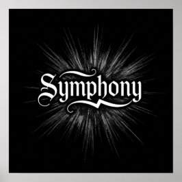 Svart och vit Abstrakt - ramkonst för "Symphony" Poster