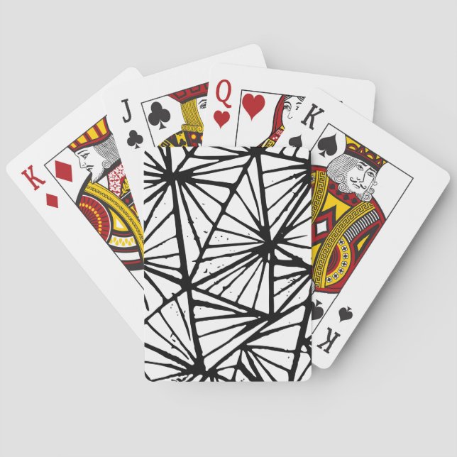 Svart och vit Abstrakt Triangles Lino cut Casinokort (Baksidan)
