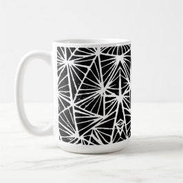 Svart och vit Abstrakt Triangles Lino cut Kaffemugg