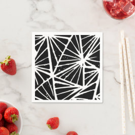 Svart och vit Abstrakt Triangles Lino cut Pappersservett