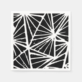 Svart och vit Abstrakt Triangles Lino cut Pappersservett