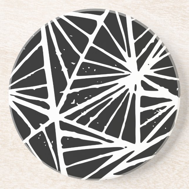 Svart och vit Abstrakt Triangles Lino cut Underlägg (Framsidan)