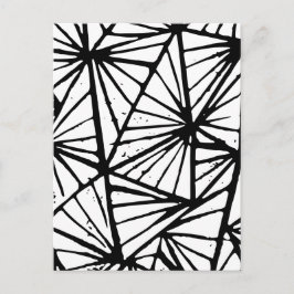 Svart och vit Abstrakt Triangles Lino cut Vykort