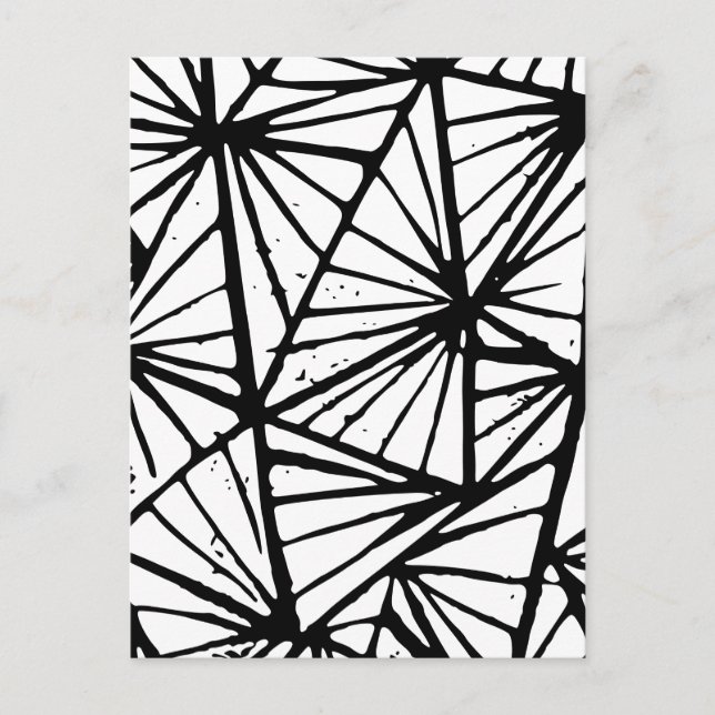 Svart och vit Abstrakt Triangles Lino cut Vykort (Framsida)