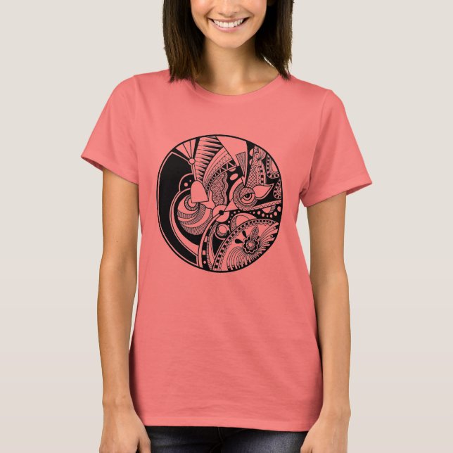 Svart och vit Abstrakt Zendala på cirkel Tröja (Framsida)