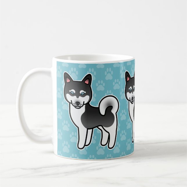 Svart Och Vit Alaskan Klee Kai Hund Illustration Kaffemugg (Vänster)