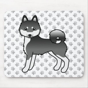 Svart Och Vit Alaskan Klee Kai Söt Tecknad Hund Musmatta