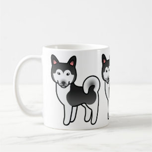 Svart Och Vit Alaskan Malamute Hund Illustration Kaffemugg