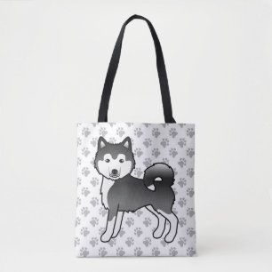 Svart Och Vit Alaskan Malamute Söt Hund & Tassar Tygkasse