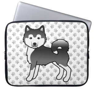 Svart Och Vit Alaskan Malamute Söt Tecknad Hund Laptop Fodral