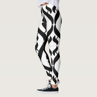 Svart och Vit Alef-Symbol Reflektion Leggings