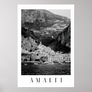 Svart och vit Amalfi-klassisk poster