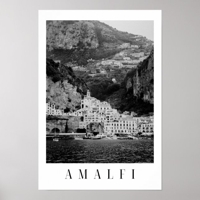 Svart och vit Amalfi-klassisk poster (Framsidan)