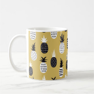 Svart och vit ananas, sömlös mönster kaffemugg
