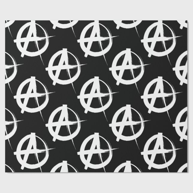 Svart och vit anarkisymsymbol presentpapper (Platt)