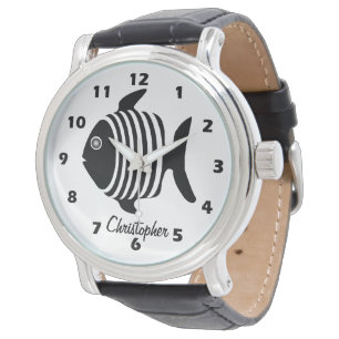 Svart Och Vit Ängel Fisk Design Personlig Armbandsur