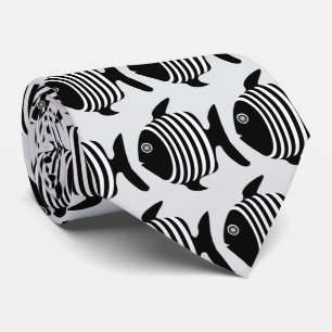 Svart Och Vit Ängel Fisk Design Slips