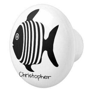 Svart Och Vit Ängelfisk Design Personlig Knopp