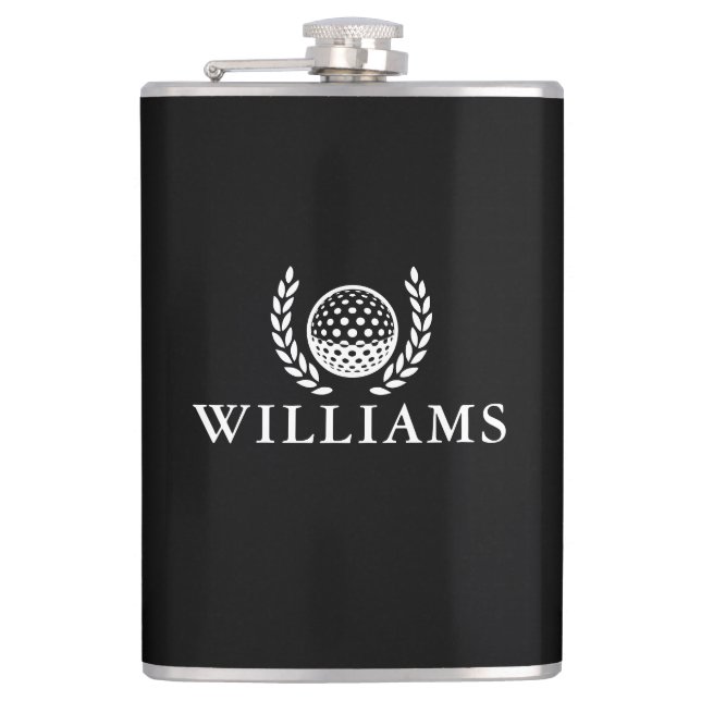 Svart Och Vit Anpassad Namn Monogram Golfboll Fickplunta (Framsidan)