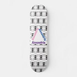 Svart och vit, anpassad namnväggsgrafik mini skateboard bräda 18,5 cm