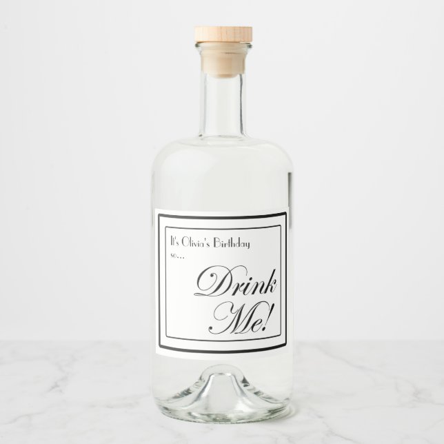 Svart och vit apothecary Stil dricker mig! Spritflaskor Etikett (Framsida)