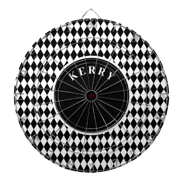 Svart och vit Argyle-mönster Darttavla (Framsidan)