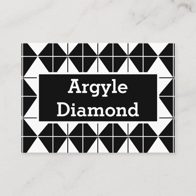 Svart och vit Argyle  Visitkort (Framsida)