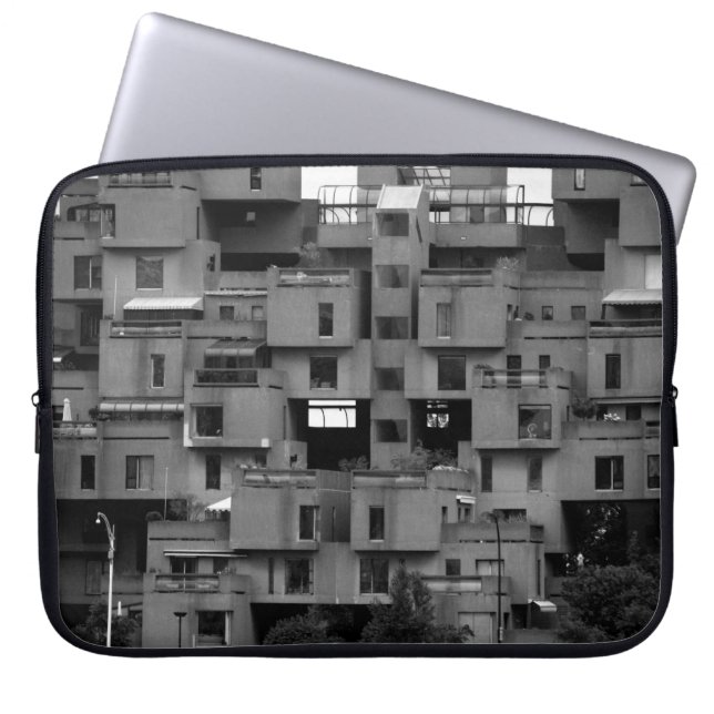 Svart och vit arkitektonisk  laptop fodral (Framsidan)