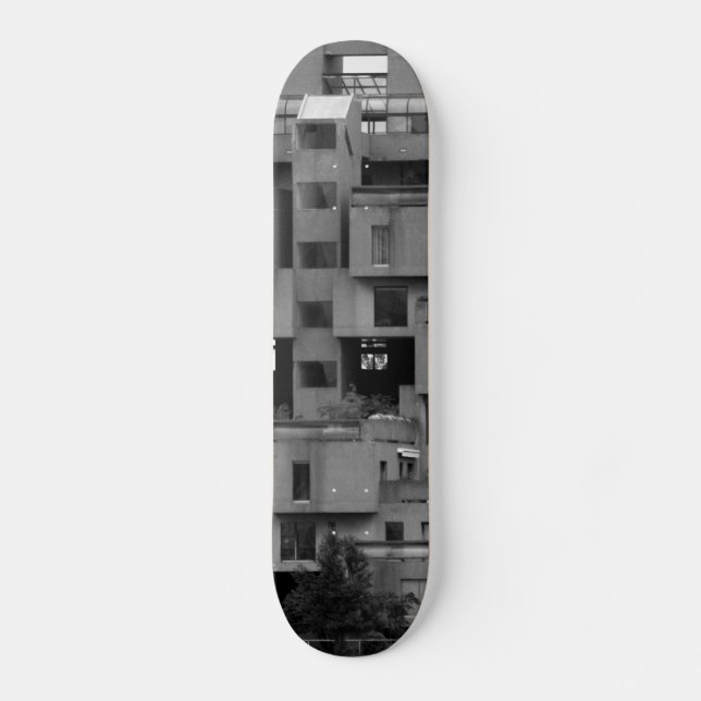 Svart och vit arkitektonisk  mini skateboard bräda 18,5 cm (Framsida)