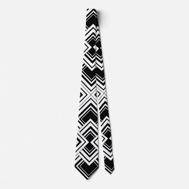 Svart och vit Art Deco-design Slips (Framsida)