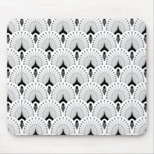 Svart och vit art-deco geometrisk mönster musmatta