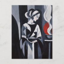 Svart och vit Art Deco kvinna väggkonst