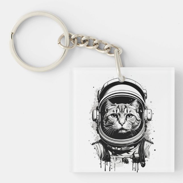Svart och Vit Astronaut Katt (Framsidan)