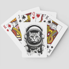 Svart och vit astronautkatt casinokort