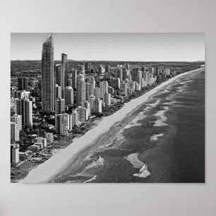Svart och Vit Australien Gold Coast Poster